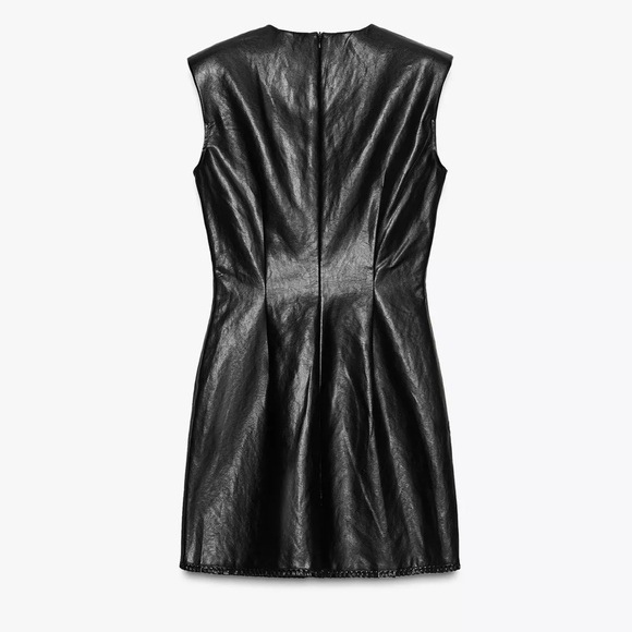 Zara NWT faux leather shoulder padded mink dress - Picture 10 of 13